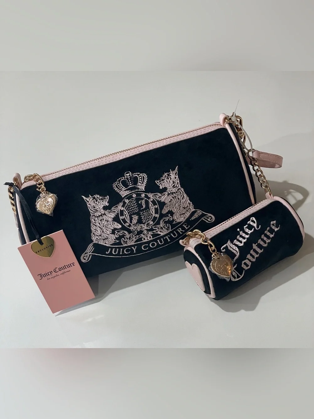 Juicy Couture Choose Scottie Dogs Liquorice & Soft Pink Y2K NWT Barrel Satchel